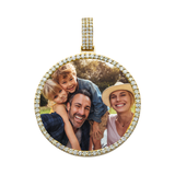 14K Yellow Gold Custom Picture Frame Pendant | 4.67 Carat Round-Cut Diamond