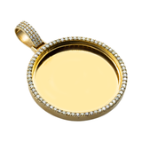 14K Yellow Gold Custom Picture Frame Pendant | 4.67 Carat Round-Cut Diamond