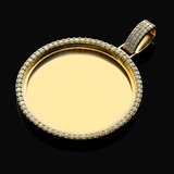 14K Yellow Gold Custom Picture Frame Pendant | 4.67 Carat Round-Cut Diamond