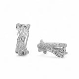 14K White Gold 0.92 Carat Crossover Triple Row Diamond Earrings