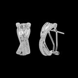 14K White Gold 0.92 Carat Crossover Triple Row Diamond Earrings