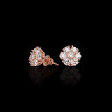 14K Rose Gold 2.10 Carat Flower Natural Diamond Earrings