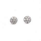 14K White Gold 1.42 Carat Flower Natural Diamond Earrings