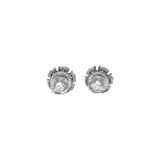 14K White Gold 1.42 Carat Flower Natural Diamond Earrings