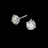 14K White Gold Solitaire Stud 3.00 ctw. Round Diamond Earrings
