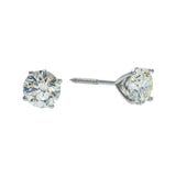 14K White Gold Solitaire Stud 3.00 ctw. Round Diamond Earrings