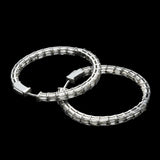 14K White Gold Inside Out Round Hoops 4.50 ctw. Baguette Diamond Earrings