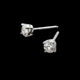 14K White Gold Solitaire Stud 0.60 ctw. Round Diamond Earrings