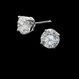 14K White Gold Solitaire Stud 4.00 ctw. Round Diamond Earrings