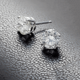 14K White Gold Solitaire Stud 4.00 ctw. Round Diamond Earrings