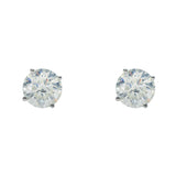 14K White Gold Solitaire Stud 4.00 ctw. Round Diamond Earrings