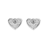 14K White Gold 2.00 Carat Heart Enamel Diamond Cluster Earrings