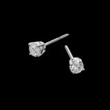 14K White Gold Solitaire Stud 0.30 ctw. Round Diamond Earrings
