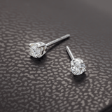 14K White Gold Solitaire Stud 0.30 ctw. Round Diamond Earrings