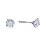 14K White Gold Lab-Stone Solitaire Stud 1.01 ctw. Round Diamond Earrings