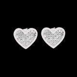 14K White Gold 2.00 Carat Heart Enamel Diamond Cluster Earrings