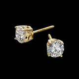 14K Yellow Gold Lab-Stone Solitaire Stud 2.20 ctw. Round Diamond Earrings