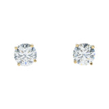14K Yellow Gold Lab-Stone Solitaire Stud 2.20 ctw. Round Diamond Earrings