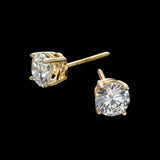 14K Yellow Gold Lab-Stone Solitaire Stud 2.00 ctw. Round Diamond Earrings