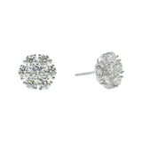 14K White Gold Flower Round Cluster 3.24 ctw. Round Diamond Earrings
