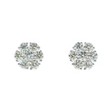 14K White Gold Flower Round Cluster 3.24 ctw. Round Diamond Earrings