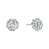 14K White Gold Round Flower Cluster Stud 0.69 ctw. Round Diamond Earrings