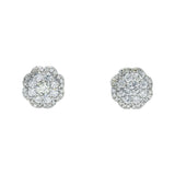 14K White Gold Round Flower Cluster Stud 0.69 ctw. Round Diamond Earrings