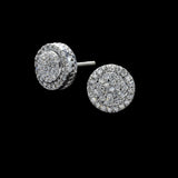 14K White Gold Round Halo Cluster Stud 0.58 ctw. Round Diamond Earrings