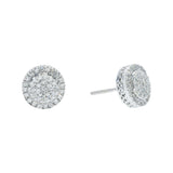 14K White Gold Round Halo Cluster Stud 0.58 ctw. Round Diamond Earrings
