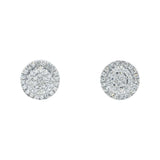 14K White Gold Round Halo Cluster Stud 0.58 ctw. Round Diamond Earrings