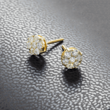 14K Yellow Gold Flower Round Cluster 0.62 ctw. Round Diamond Earrings
