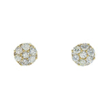 14K Yellow Gold Flower Round Cluster 0.62 ctw. Round Diamond Earrings