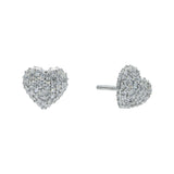 14K White Gold Heart Pave Set Stud 0.55 ctw. Round Diamond Earrings