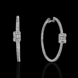 14K White Gold 4.00 Carat Diamond Inside-Out Hoop Earrings