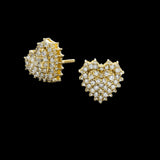 14K Yellow Gold Heart Prong Set Stud 0.64 ctw. Round Diamond Earrings