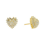 14K Yellow Gold Heart Prong Set Stud 0.64 ctw. Round Diamond Earrings