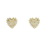 14K Yellow Gold Heart Prong Set Stud 0.64 ctw. Round Diamond Earrings