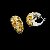 14K Yellow Gold Fancy Yellow Color Brilliant Hoops 7.00 ctw. Round Diamond Earrings