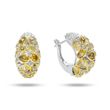 14K Yellow Gold Fancy Yellow Color Brilliant Hoops 7.00 ctw. Round Diamond Earrings