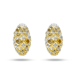 14K Yellow Gold Fancy Yellow Color Brilliant Hoops 7.00 ctw. Round Diamond Earrings