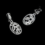 14K White Gold Fancy Black Color Brilliant Dangle Leaves 1.70 ctw. Round Diamond Earrings