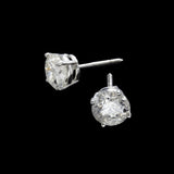 14K White Gold Solitaire Stud 3.30 ctw. Round Diamond Earrings