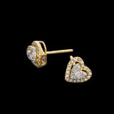 14K Yellow Gold Mini Heart Stud 0.52 ctw. Baguette & Round Diamond Earrings