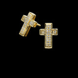 14K Yellow Gold Fancy Cross Stud 0.43 ctw. Baguette & Round Diamond Earrings