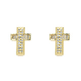 14K Yellow Gold Fancy Cross Stud 0.43 ctw. Baguette & Round Diamond Earrings