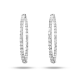 14K White Gold Inside Out Round Hoops 6.00 ctw. Baguette Diamond Earrings