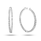 14K White Gold Inside Out Round Hoops 6.00 ctw. Baguette Diamond Earrings