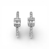 14K White Gold 1.00 Carat Diamond Hoop Earrings