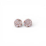 Pendientes de flores de oro rosa de 14 quilates con diamantes naturales de 1,01 quilates