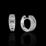 14K White Gold 1.50 Carat Diamond Multi-Row Hoop Earrings